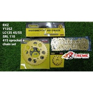 🔥415🔥RXZ Y125 Y125Z LC135 4S 5S SUBAKI/PROMORIN /SUPRIMO RACING CHAIN GOLD SPROCKET RANTAI ONE SET