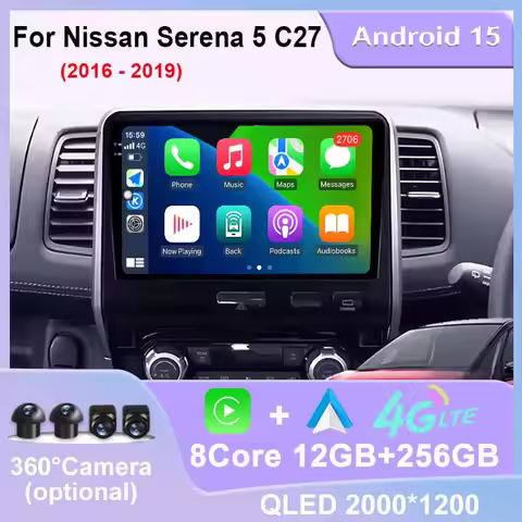 Android 15 For Nissan Serena 5 C27 2016 - 2019 Car Radio Carplay WIFI 4G GPS Navigation Android Auto