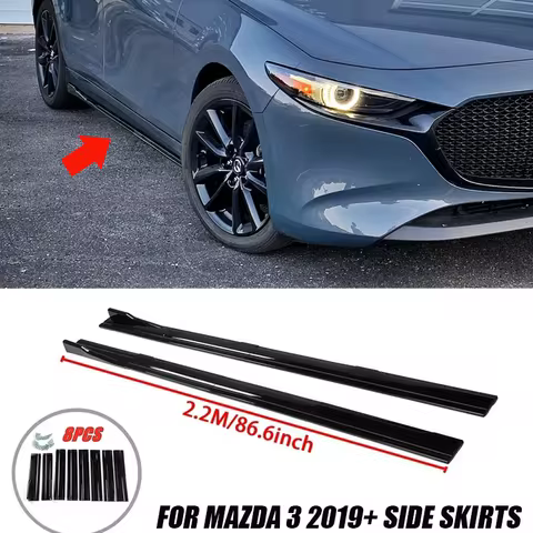 Fit For Mazda 3 Accessories Mazda3 Hatchback Sedan 2014-2019 Gloss Black Car Side Skirt Extension Li