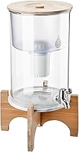 Invigorated Water pH Recharge Glass Alkaline Filter Dispenser - Countertop Filtration System Purifier High pH, Pure Drinking 8.5 Liters / 2.25 Gallons (Bamboo/Marble)