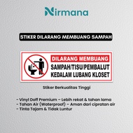 Nirmana Vinyl Stickers Do Not Throw Trash On Toilet Matte Lamination 20x60 15x45 10x30 - ST007
