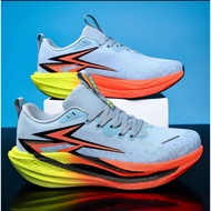 Light Blue Running Shoes with Neon Sole Lace-Up Sports Sneakers 361 Degrees Flame 4 Running Shoes wi