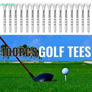MONS 100pcs White Striped Golf Tee, 69/83mm Digital Scale Golf Wood Tees, Professional Wooden Golf S