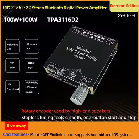 100W*2 TPA3116 D2 HIFI Bluetooth-compatible 5.0 High Power Digital Amplifier Stereo Board AUX USB AM