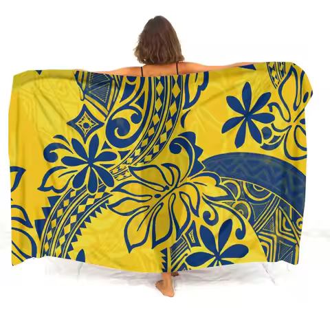 Floral Custom-Made Comfortable New Sarong Wrap, Polynesian Island Sarong, Samoan Tribe Summer Beach 