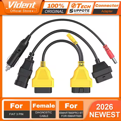 VIDENT 3 Pin to 16 Pin OBD2 Connector Adapter For Fiat 3pin Female Diagnostic Cable Work For iSmart 