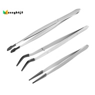 【zssyhtj1.sg】3 Pcs Rubber Tipped Tweezers 6Inch Straight Flat Tweezers &amp; 6Inch Bent Tip Tweezers &amp; 4.7Inch Pointed Tweezers