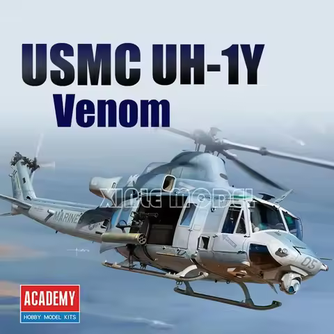 Academy Assembled Aircraft Model Kit 12138 Venom UH-1Y US Gunship 1/35