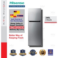 # Hisense (240L) 2 Door Refrigerator / Fridge / Peti Sejuk 2 Pintu (RT256N4CGN) Stainless Steel Silver