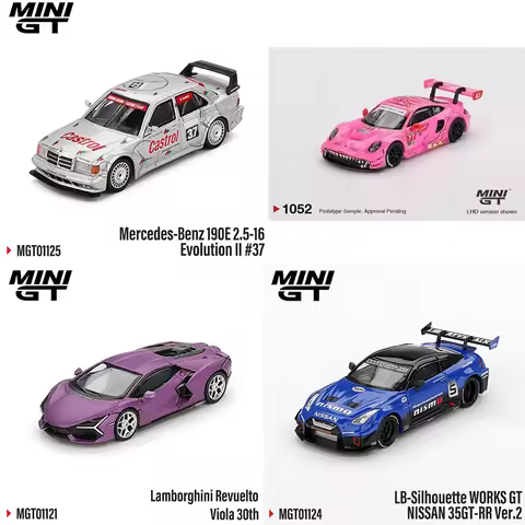 MINIGT 1:64 911 GT3 R #77 Roxy 190E 2.5-16 Evolution II Alloy Car Model Collection Decoration