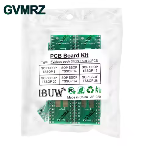 30PCS 6Values SOP SSOP TSSOP PCB Adapter Board Kit for SOP8/14/16/20/24/28 IC Prototype DIY Electron