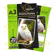 VTEC Kertas Foto V-TEC Photo Paper Glossy A3 230 gsm 20 sheets