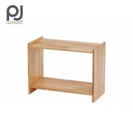 PJ Wood ชั้นวางของไม้ 2 ชั้น โต๊ะกลาง สีธรรมชาติ ไม้ยางพาราแท้ 100% โต๊ะข้างเตียง Basic End Table