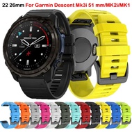 Watch Band For Garmin Descent Mk3i 51mm Mk2i Mk2 Fenix 6X 6 7X 7 Pro 5X 5 Compatible With Quickfit 22 26mm Silicone Strap