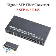 1PCS Gigabit SFP Media Converter 2 SFP to 8 RJ45 Transceiver 10/100/1000M Fiber Optic Switch With 3K