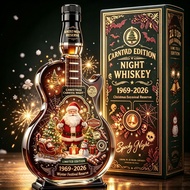 Christmas Holiday Decorative Whiskey Guitar-Shaped Red Wine Bottle Xmas Whiskey Bottle Decanter Empt