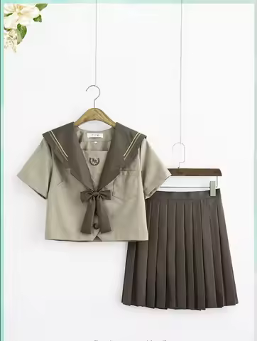 Japanese Orthodox Soft Girl JK Uniform Skirt, Milk Tea, Brown Kanto Transformed Skirt, Two Sailor Su