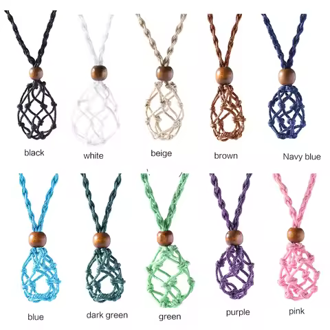 Magic Stone Pouch Hemp Cord Diy Pendant Cord Empty Crystal Holder Macrame Net Ornament Cord Jewelry 