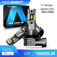 Novsight 2PCS T11 H11 H4 H7 9005 9006 Car LED Headlight 1:1 Designed 60W 6500K 16000LM A Pair fog li
