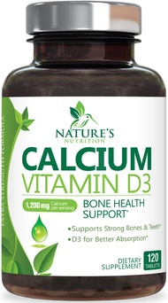 Calcium 1200 mg Plus Vitamin D3, Bone Health & Immune Support - Nature's Calcium Supplement with Ext