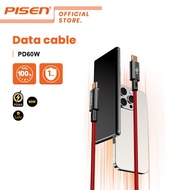 PISEN(CC-PD12-1000) สายถัก Type C ถึง Type C PD60W ชาร์จเร็ว 3A Max กระแสใหญ่