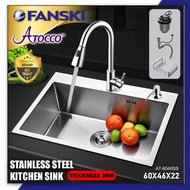 AT-6046SS Sink Bowl Single Bowl Sinki Dapur Kitchen Sink Combo Top Mounted Stainless Steel 304 Mater