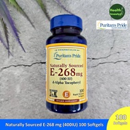 <Puritans Pride> Naturally Sourced E-268 mg (400IU) 100 Softgels วิตามินอี