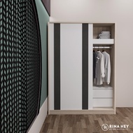 RINA HEY GLASTON/2 ตู้เสื้อผ้า ตู้เก็บเสื้อผ้า ตู้เสื้อผ้าแบบบานเลื่อน Wardrobe W161 x D60 x H220 cm – สี ขาว/ธรรมชาติ