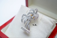 S.R. เข็มกลัดทองคำขาวเพชร เม็ดละ 0.03 กะรัต เพชร น้ำ100 ขาวสวยไฟดี พร้อมใบรับรองสินค้า เคลือบทองคำขา