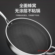 [Order Immediate Shipping] Germany 316 Stainless Steel Wok 304 Non-Stick Pan Wok Household Uncoated Flat Bottom Induction Cooker Gas Universal