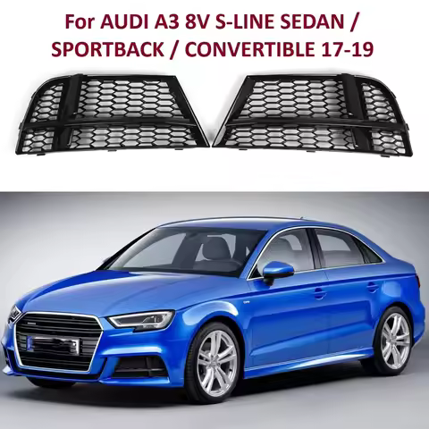 Honeycomb Fog Light Bezel Grill For AUDI A3 8V S-LINE SEDAN SPORTBACK CONVERTIBLE 2017-2019 Front Bu