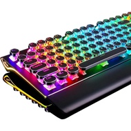 RK ROYAL KLUDGE S108 Typewriter Keyboard, Retro Mechanical Gaming Keyboard Wired 108 Keys with RGB B