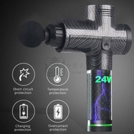 Syllere - 包送貨 -碳纖黑色 超靜音,強力多功能按摩槍,連6個可更換按摩頭 筋膜槍 顔色 黑色 [平行進口] 黑色