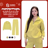 GUNO Women's Velvet Fur-Lined Fleece Suit Set High Quality Warm Zipper Collar with Embroidered Logo 
