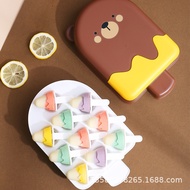 Bear Ice Cream Mold Cartoon DIY Popsicle Ice Cream Container Ice Maker Pudding Box Ice Making Popsicle Box Household