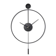 鐵製設計時鐘 黑色擺鐘50cm 黑色烤漆 台製機芯 鐵藝鐘 簡約 藝術