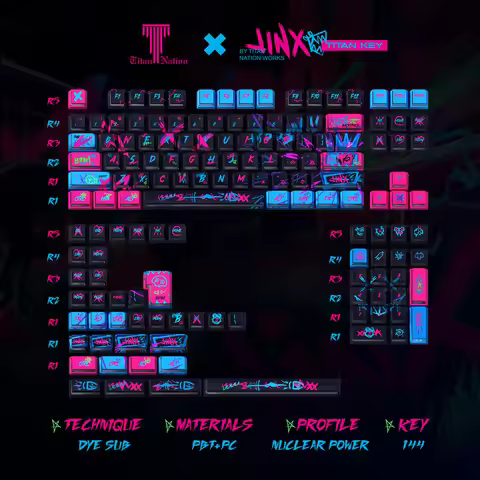 Jinx Keycaps Side Engraved Translucent Cherry Height Pbt Pc Twin Cities War Graffiti For Aula F75 Ke