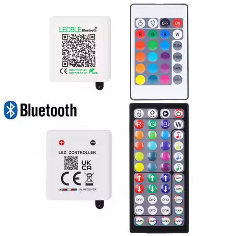 RGB LED Controler Box 1 to 2 Output 24Keys 44Keys IR Remote Bluetooth Dimmer DC5-24V For 3528 5050 N