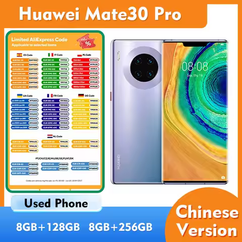 HUAWEI Mate30 Pro 5G 128GB 256GB ROM SmartPhone Android Screen 6.53inches 2400x1176px 4500mAh Used P