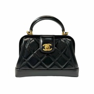 New CHANEL Mini with handle Cross Body Bag Black GHW