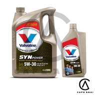 🔥น้ำมันเครื่องยนต์เบนซิน สังเคราะห์แท้ 100% 5W-30 Valvoline Synpower 5W-30 ขนาด 4 + 1 ลิตร