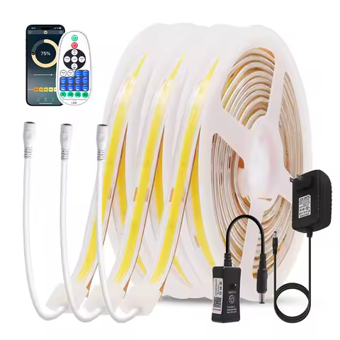 Bluetooth 12V 24V COB LED Strip Light 23key Remote Control EU US UK AU Plug 480LED Flexible Tape War