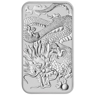 2022 1 oz Australia Dragon .9999 Silver Rectangular Coin in Capsule, Perth Mint Dragon Silver Bar