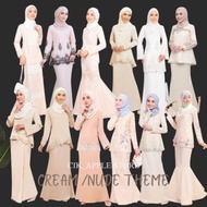 BAJU KURUNG MODERN LACE CREAM NUDE KHAKI PASTEL YELLOW BRIDESMAID TUNANG NIKAH