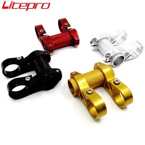 Litepro Folding Bike 25.4mm Double Stem Folding Bicycle Adjustable Aluminum Alloy Stem Black Red Gol