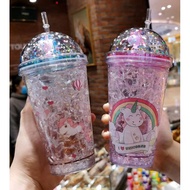Starbucks Unicorn Fashion Gel Water Ice Cup Double Layer Starbuck Tumbler Straw ( BPA Free )