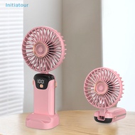 [Initiatour] 3000mAh Handheld Mini Fan Foldable Portable Neck Hanging Fans 5 Speed USB Rechargeable Fan with Phone Stand and Display Screen