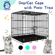 Outletsunpet Dog Cage with Poop Tray Heavy Duty Pet Cage Collapsible for Dog Cat Rabbit Puppy Coated Galvanized