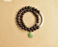 【流年】小葉紫檀 碧玉蓮藕 925銀手鐲 復古禪意手鏈手環