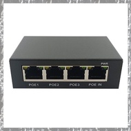 [Z J R Y] 1 Piece 4 Port Gigabit POE Extender 100/1000M Network Switch Extender Black IEEE802.3Af/At